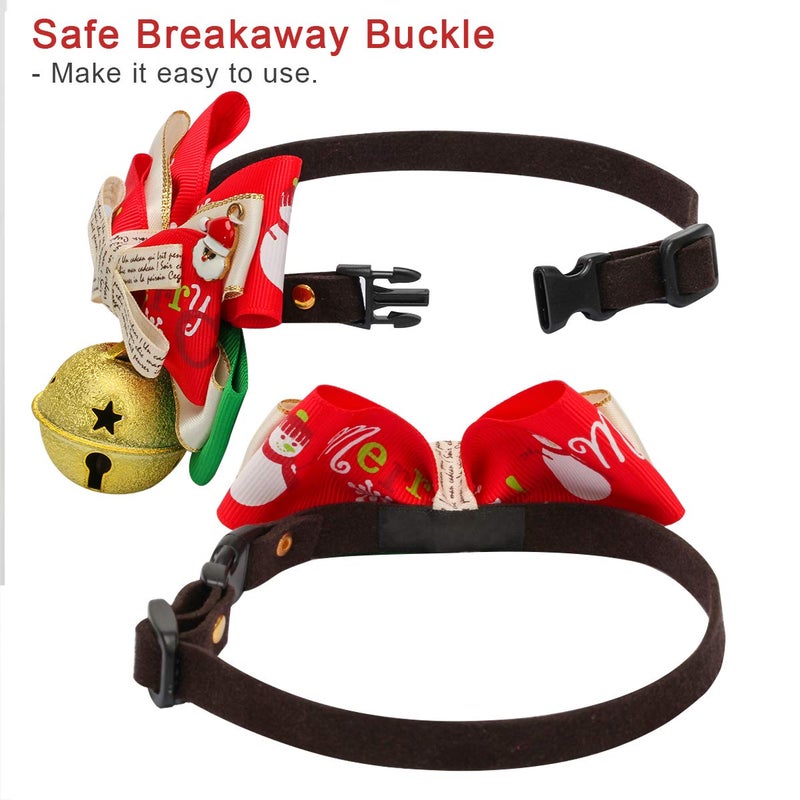 Coolrunner Santa Cat Bow Tie Collar, Christmas Cat Collar Breakaway Small Dog Collars with Bell (Style 1 (Santa)) - Image 3